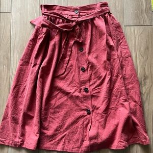 SHEIN Button Front Pocket Belted Skirt